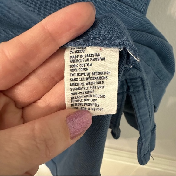 American Eagle Men’s Athletic Fit Blue Short Sleeve Buttoned Polo Size L GUC - Picture 7 of 8